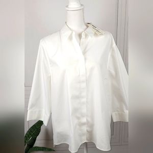 #137 - NWT Chico's Plain Collar no iron White Dress Shirt size 4 (18-20)